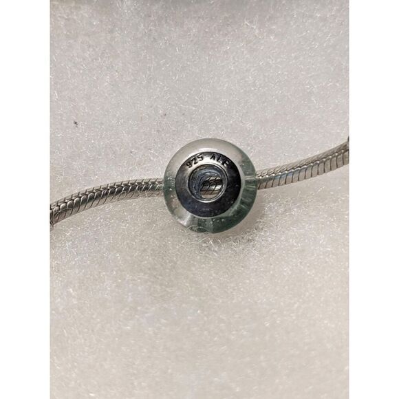 New Pandora Transparent w/Green & White Markings Murano Bead - BEAUTIFUL!!! - Picture 2 of 3
